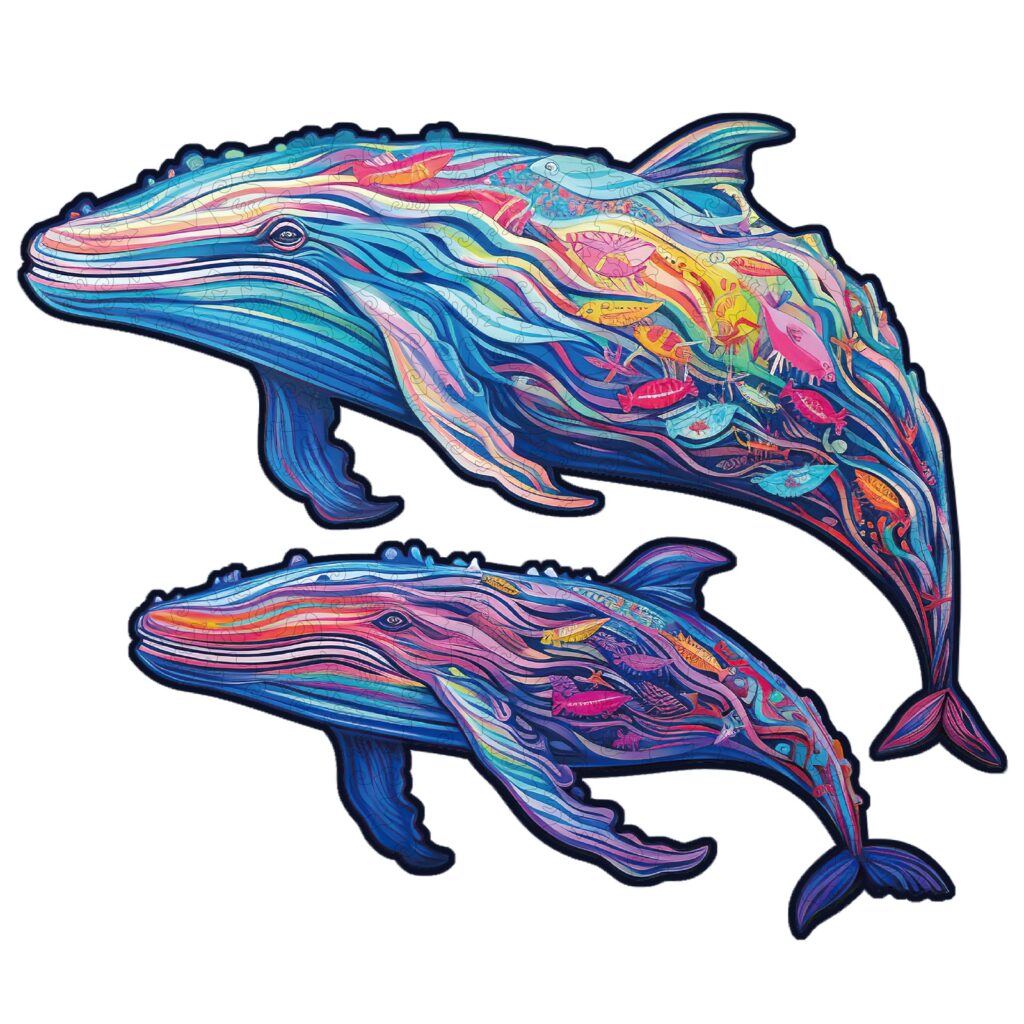 Wooden Jigsaw Puzzle-Parent-child Whale 66cef8a16af1b